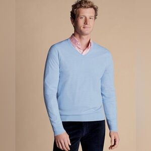 Peter Millar Crown Blue Luxury Blend V-Neck Sweater Medium